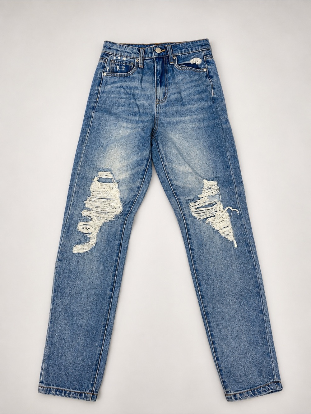 RSQ  90s inspired Blue Denim distressed Jeans with Golden Stitching